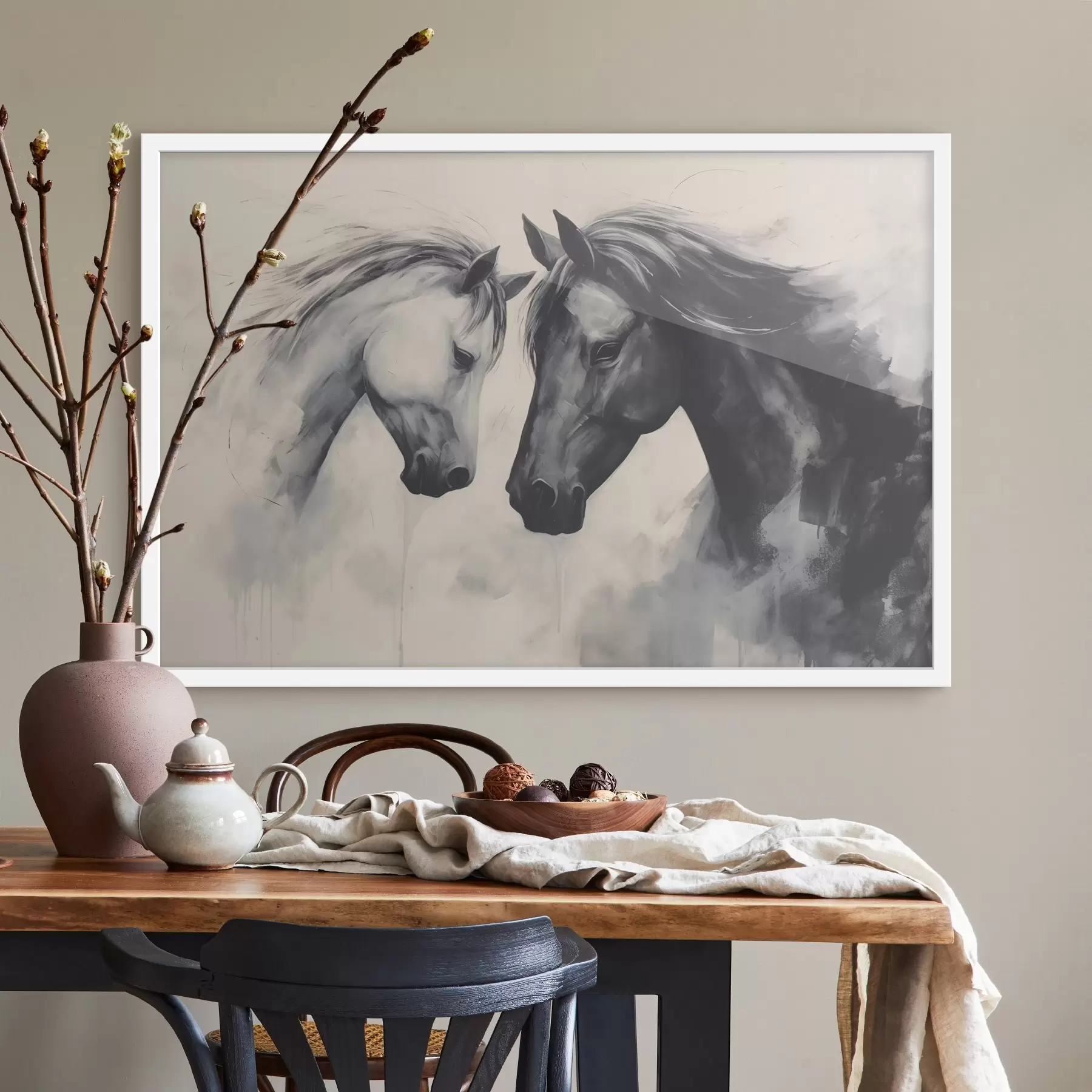 Papier peint Chevaux noirs et blancs f42955