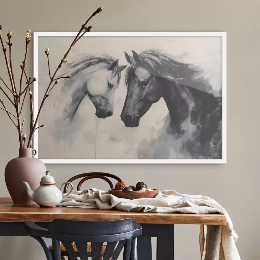 Papier peint Chevaux noirs et blancs f42955