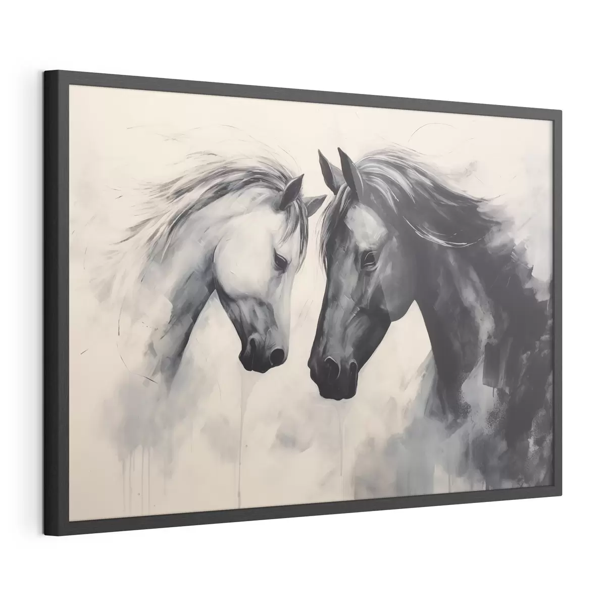 Poster Chevaux noirs et blancs f42955