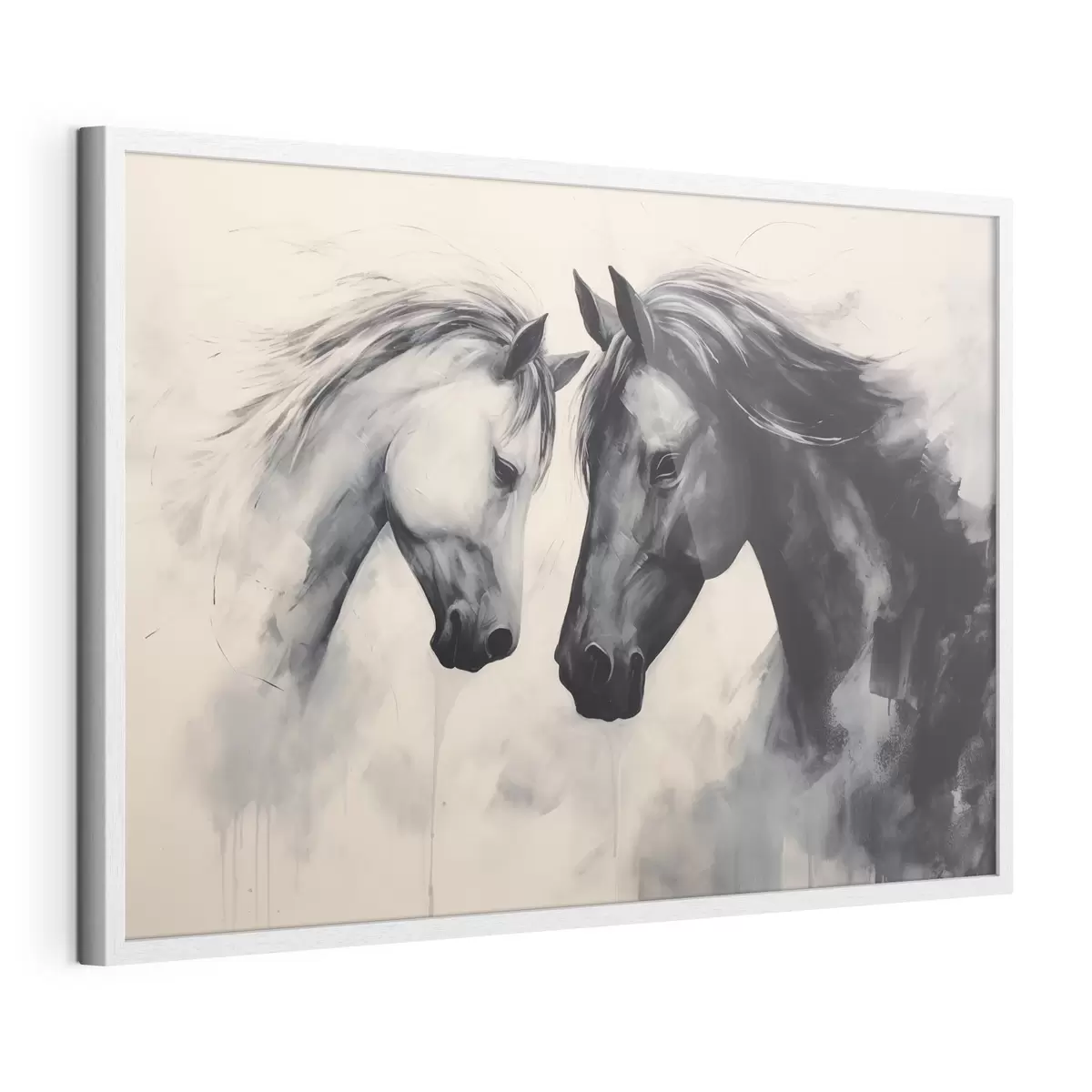 Poster Chevaux noirs et blancs f42955