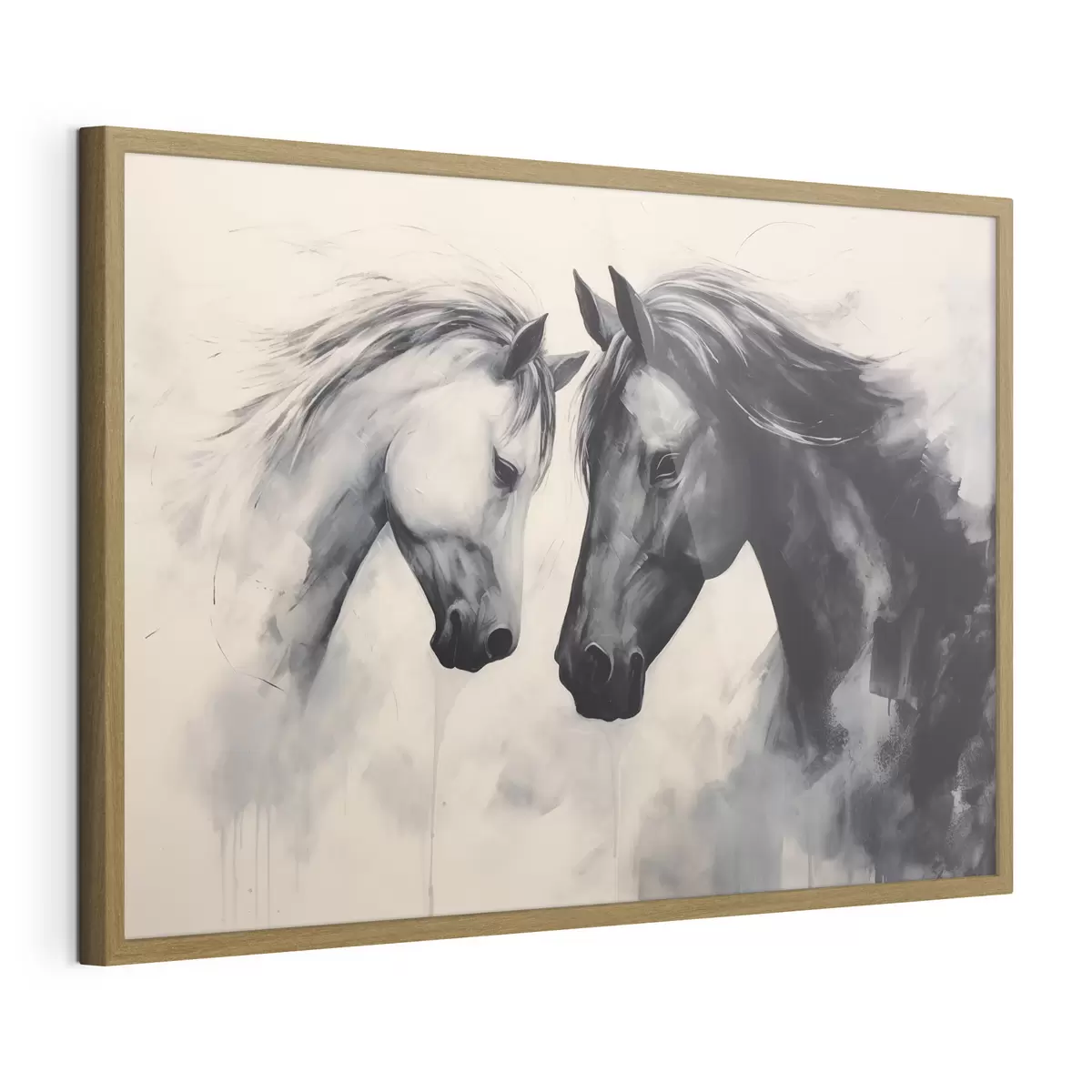 Poster Chevaux noirs et blancs f42955