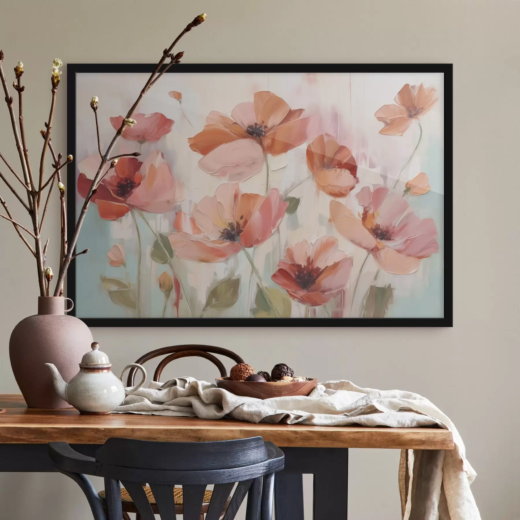 Papier peint Peinture abstraite imitant les coquelicots f42956