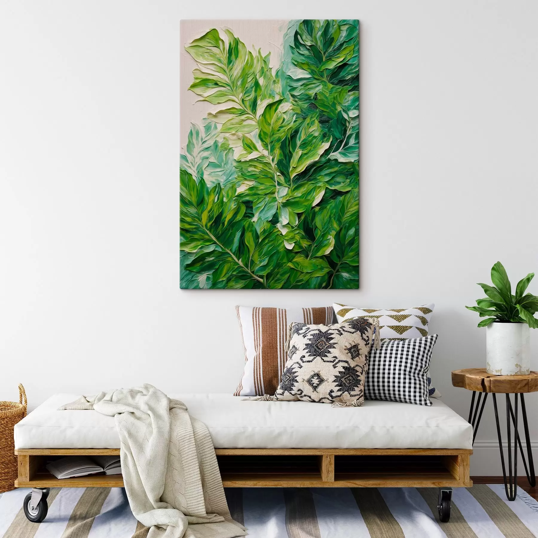 Papier peint Feuilles tropicales en peinture à l'huile s42767
