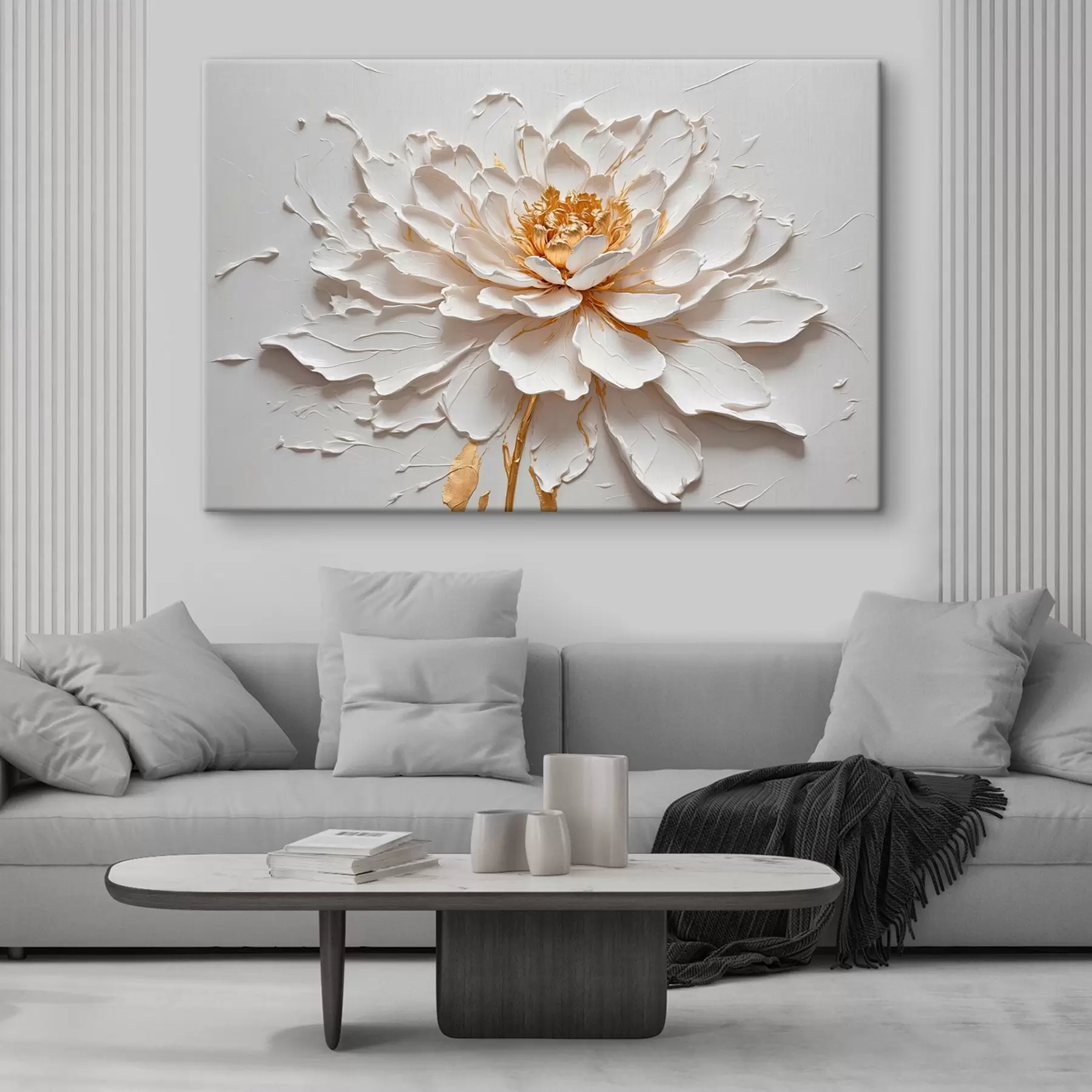 Tableau Fleur blanche en peinture à l'huile s42777