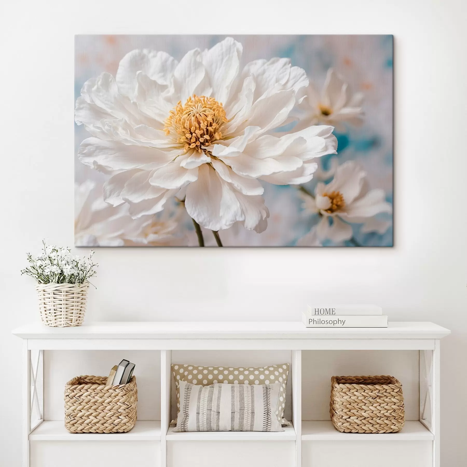 Tableau Fleur blanche sur fond flou s42925