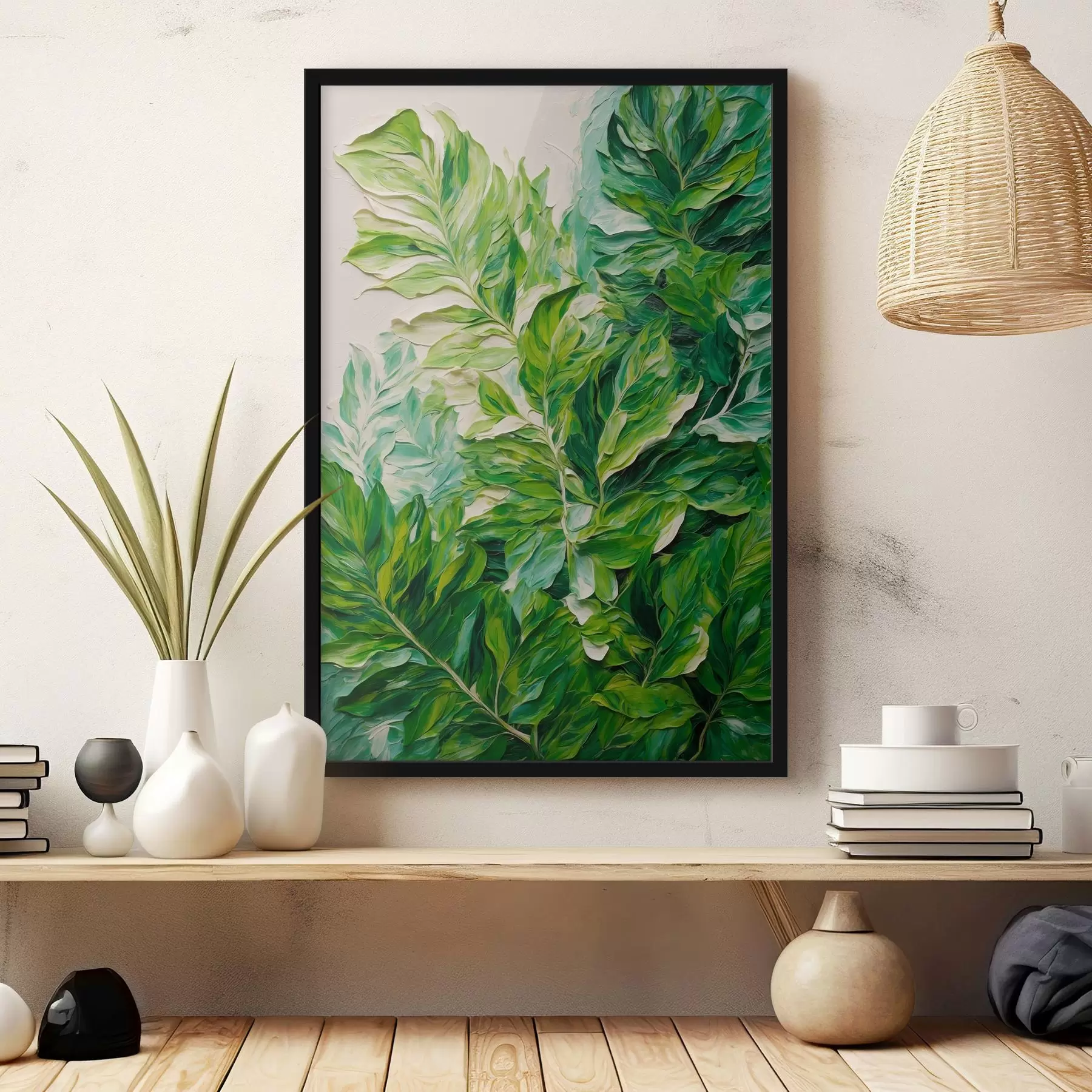 Papier peint Feuilles tropicales en peinture à l'huile f42767