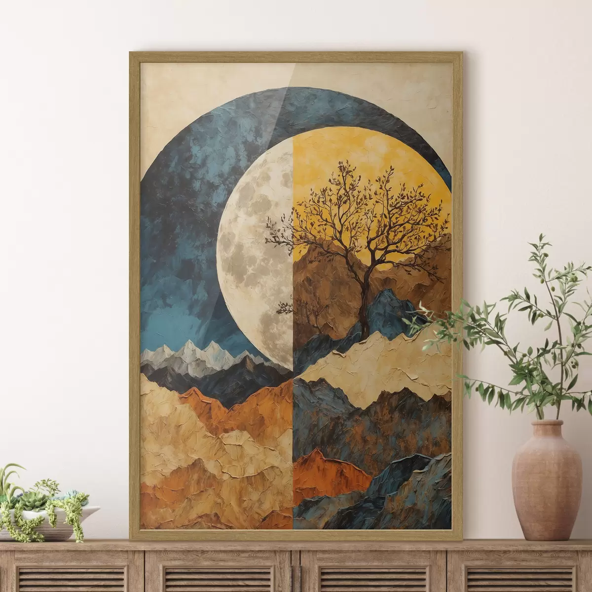Poster Lune ambrée sur les collines f42770