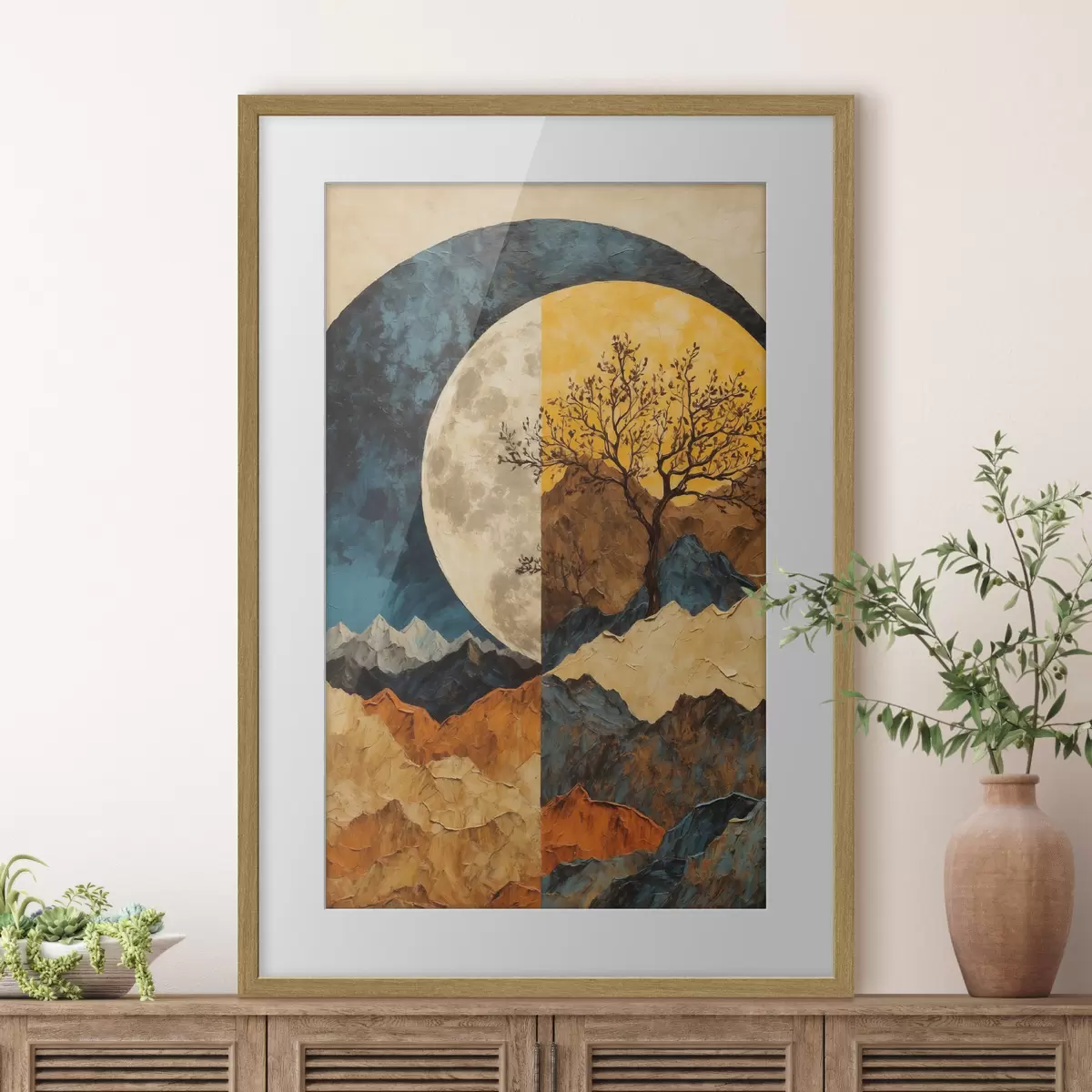 Poster Lune ambrée sur les collines f42770