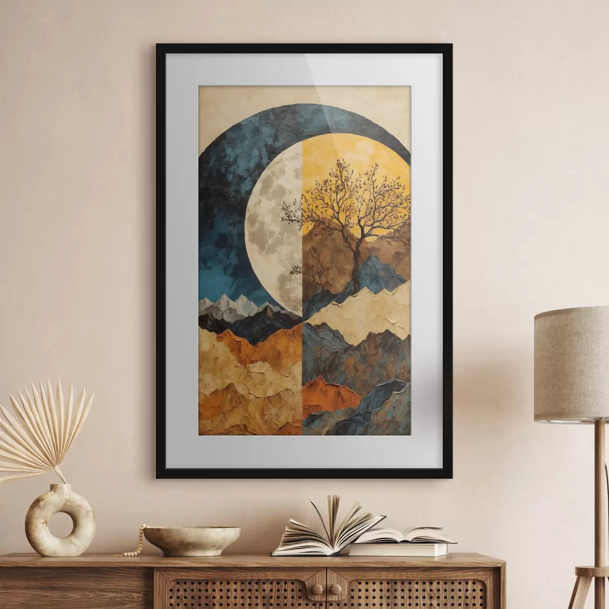 Poster Lune ambrée sur les collines f42770