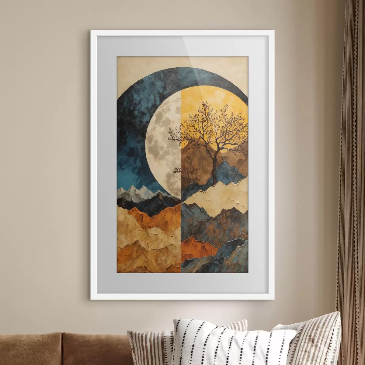 Poster Lune ambrée sur les collines f42770