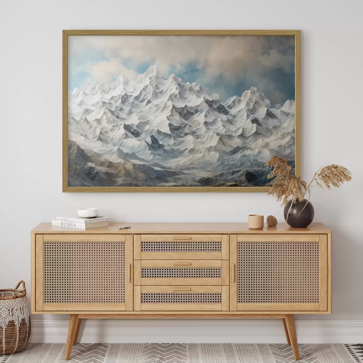 Poster Montagnes enneigées en peinture acrylique f42775