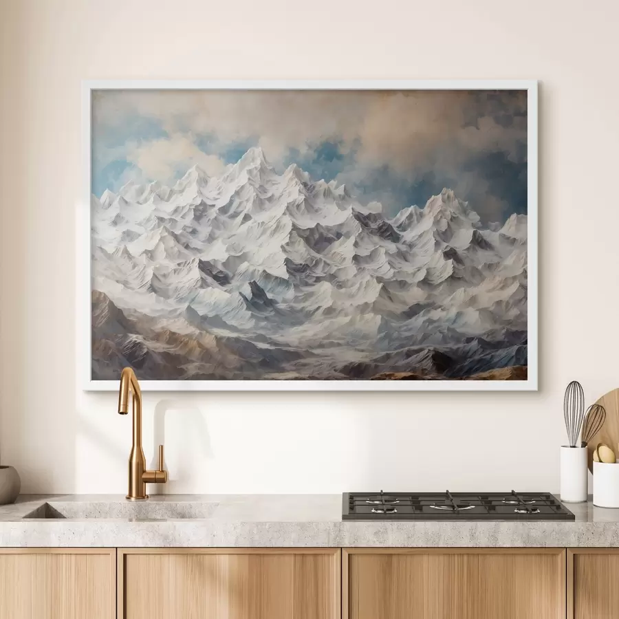 Papier peint Montagnes enneigées en peinture acrylique f42775