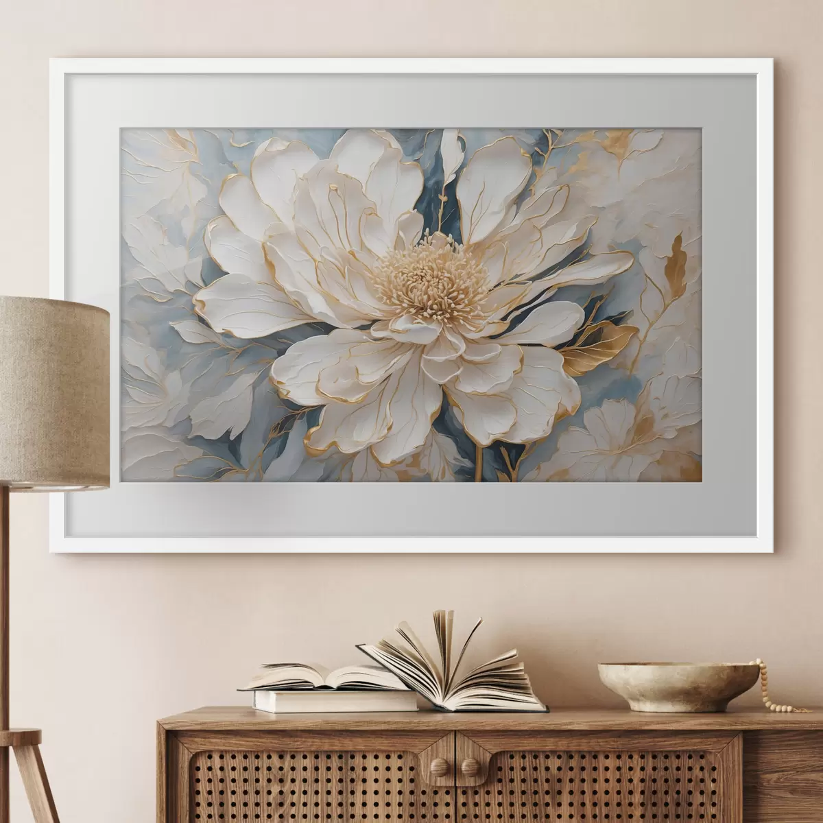 Poster Fleur sur fond bleu f42923