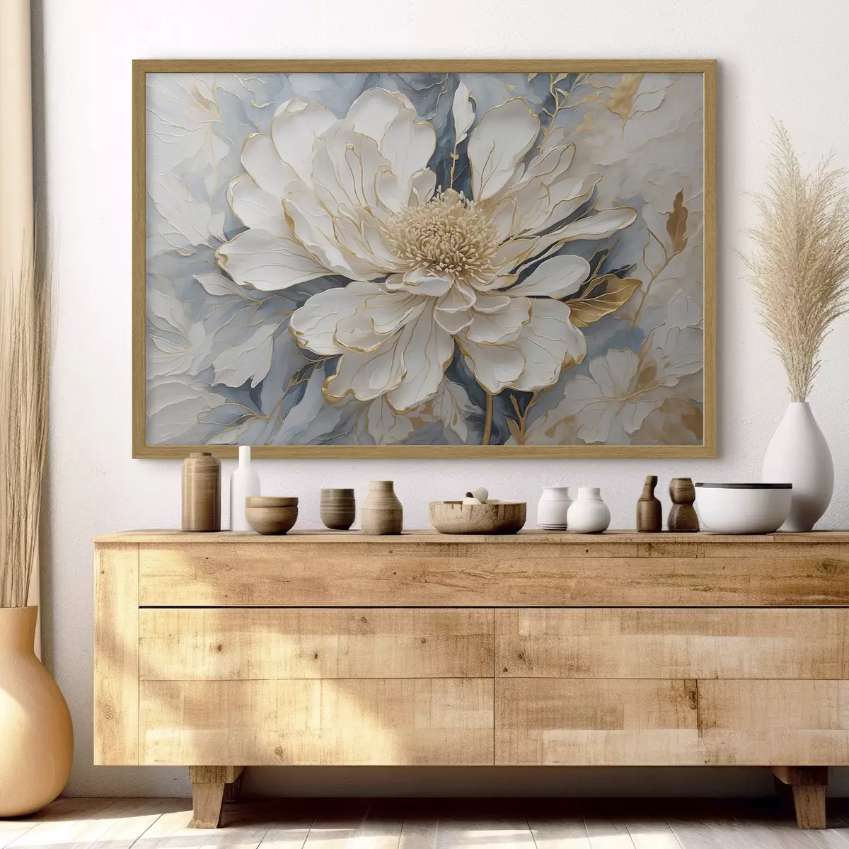 Poster Fleur sur fond bleu f42923