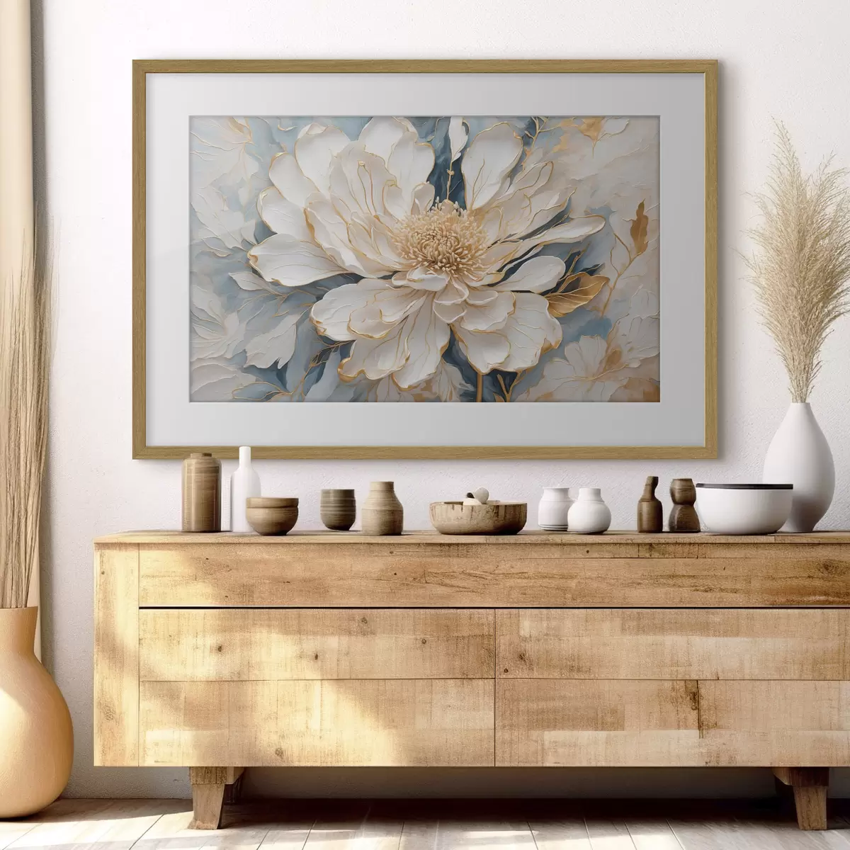 Poster Fleur sur fond bleu f42923