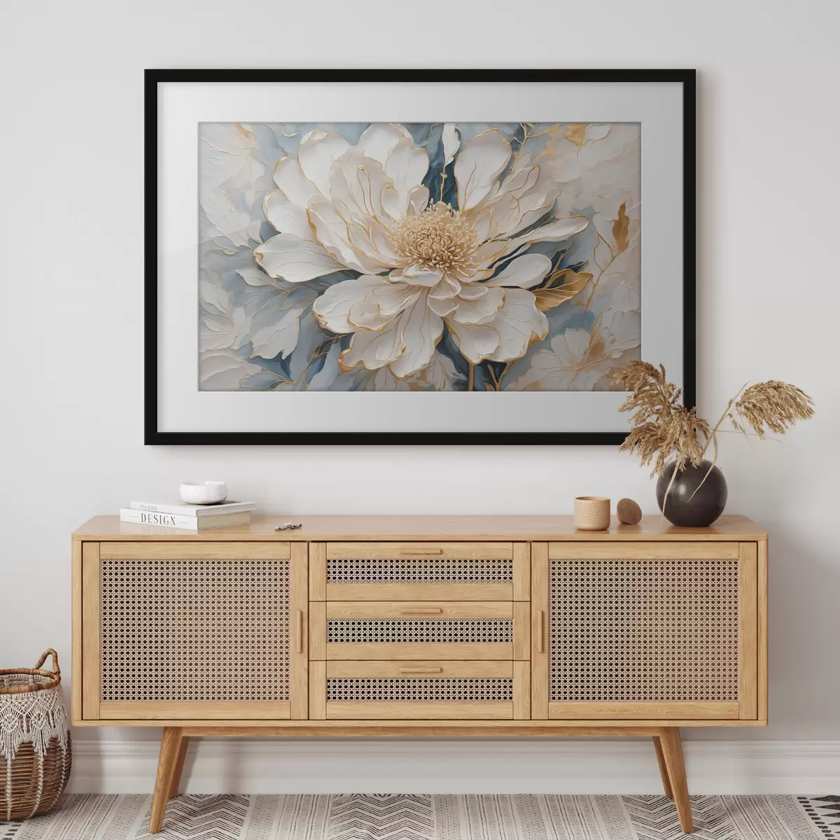 Poster Fleur sur fond bleu f42923