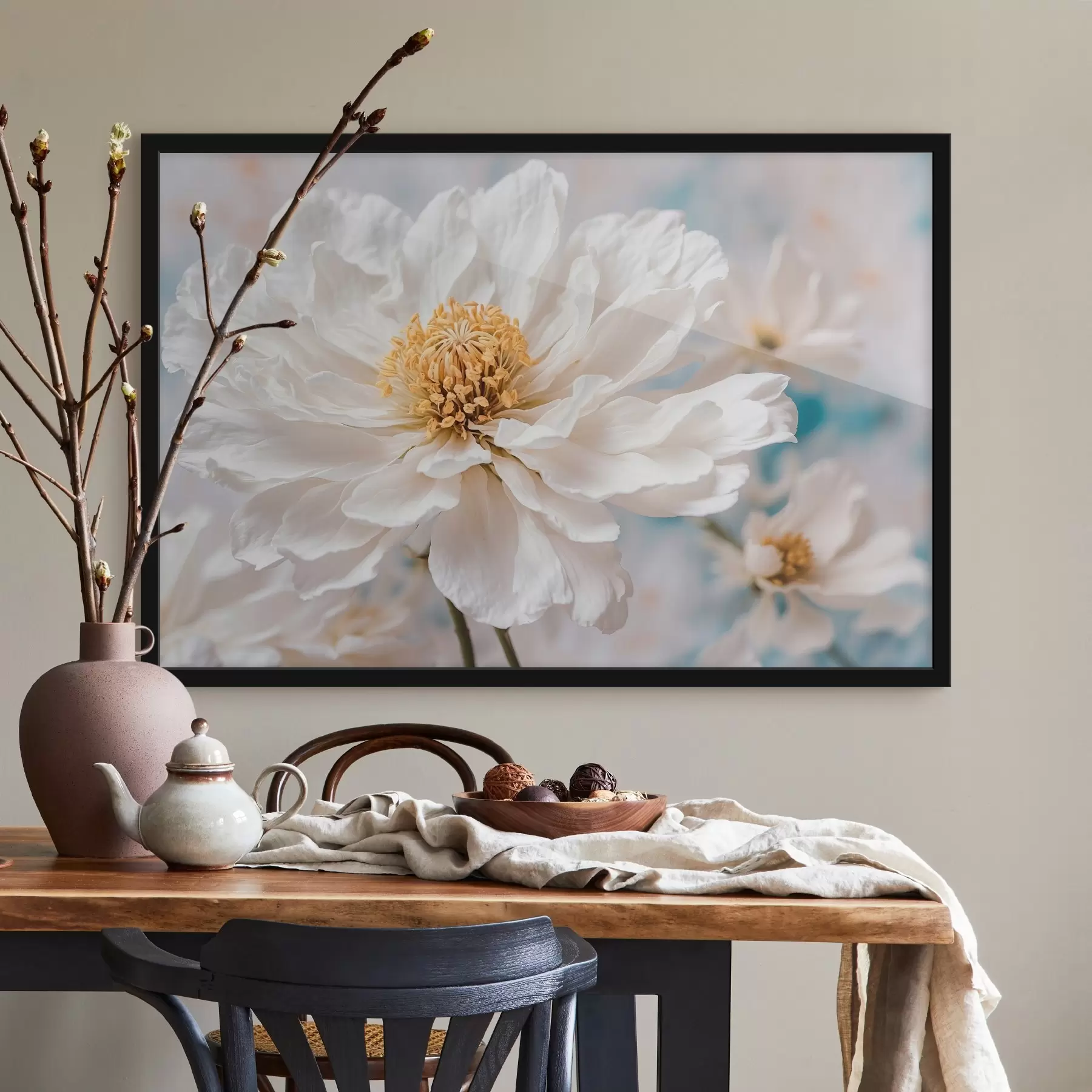 Papier peint Fleur blanche sur fond flou f42925