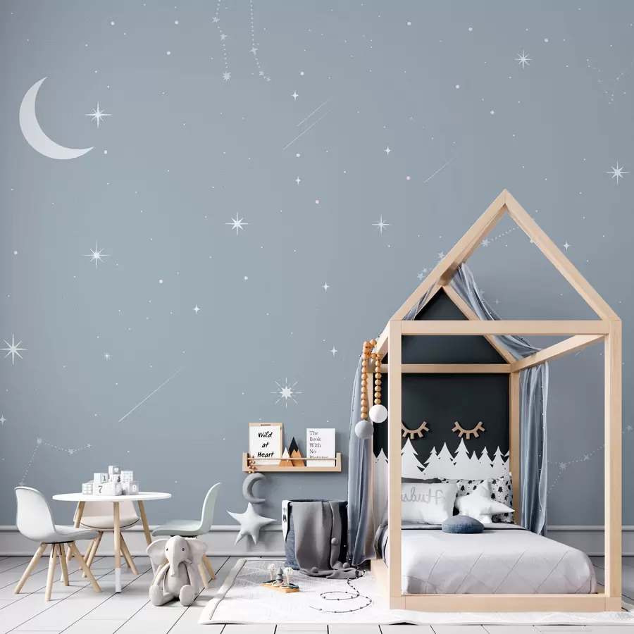 Tapisserie Murale Constellation étoiles Bleues – 130x150 Cm, Déco Vintage Pour Chambre Ou Fête