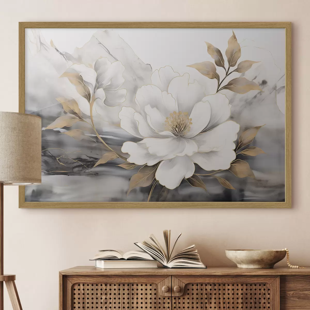 Poster Grande fleur abstraite sur fond d'aquarelle f42966