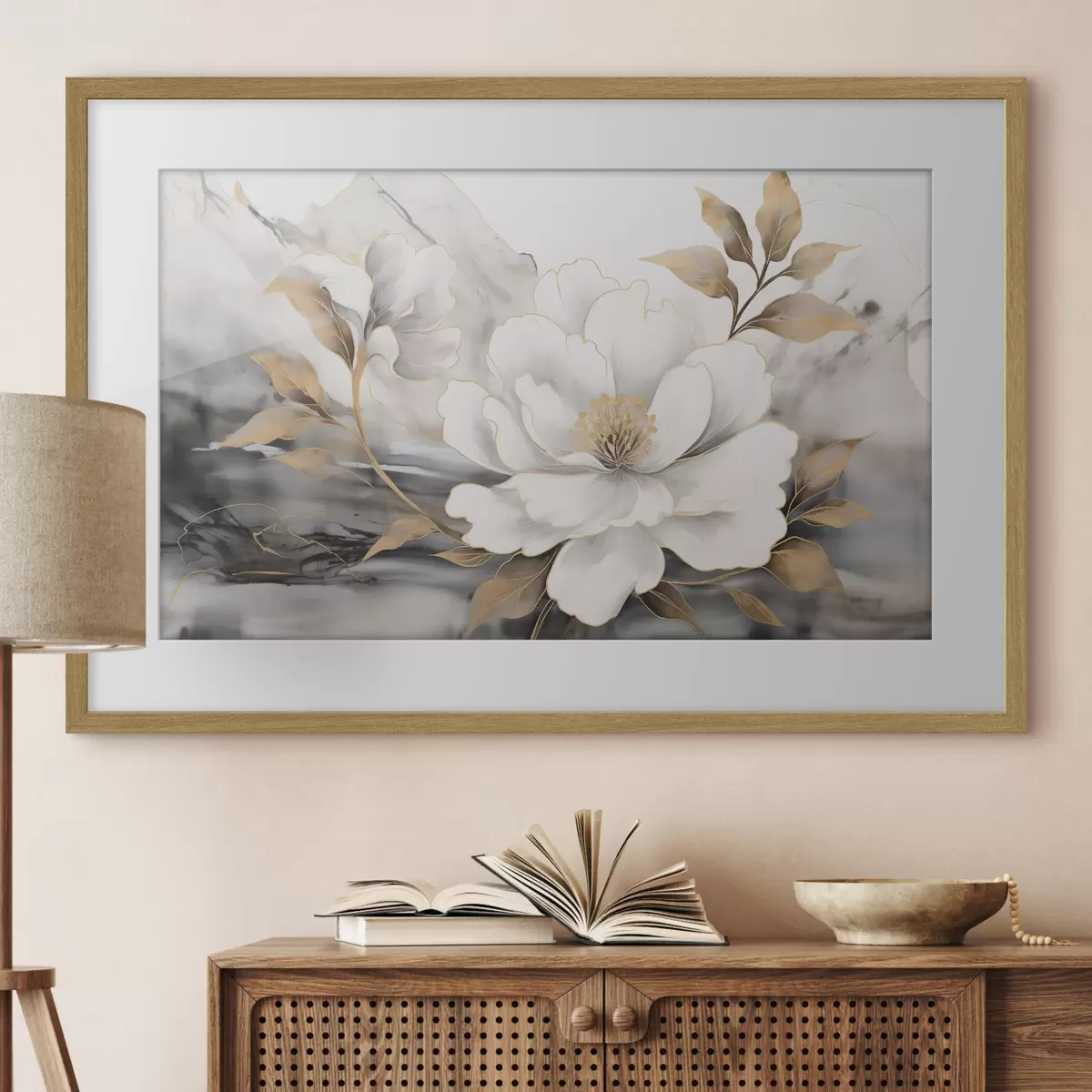 Poster Grande fleur abstraite sur fond d'aquarelle f42966