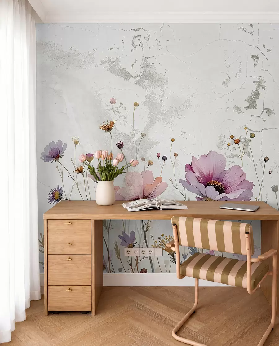 Papier peint Fleurs aquarelles en style grunge w03192