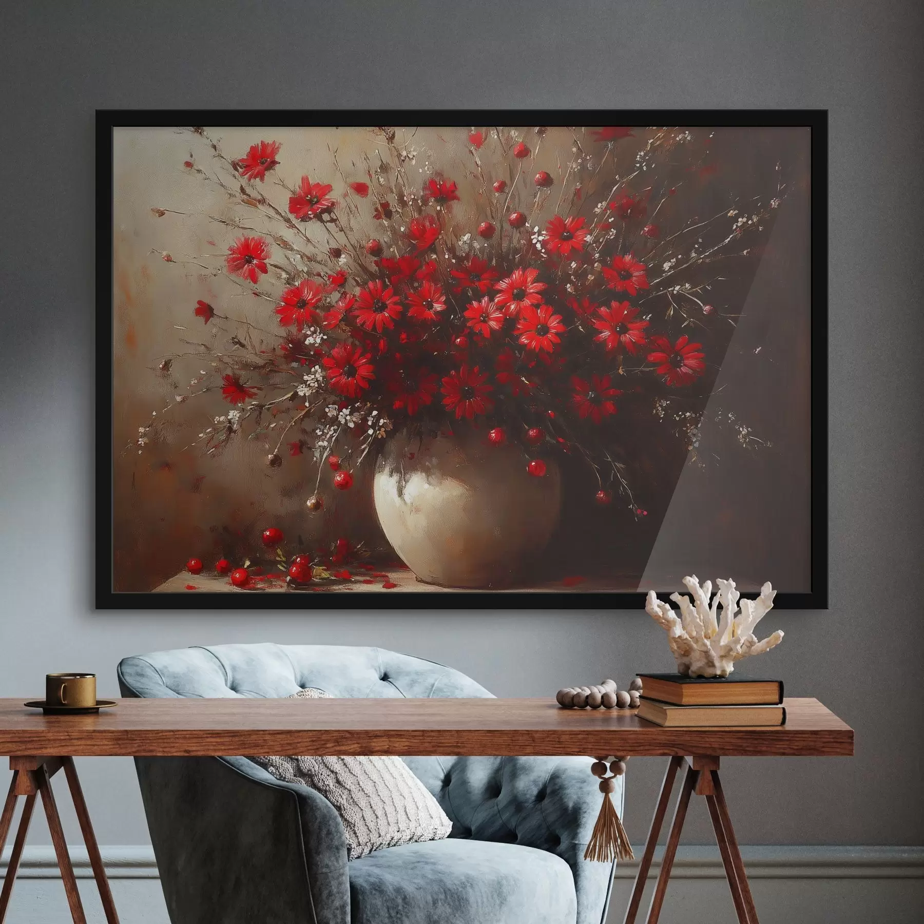 Papier peint Bouquet rouge dans un vase f42983