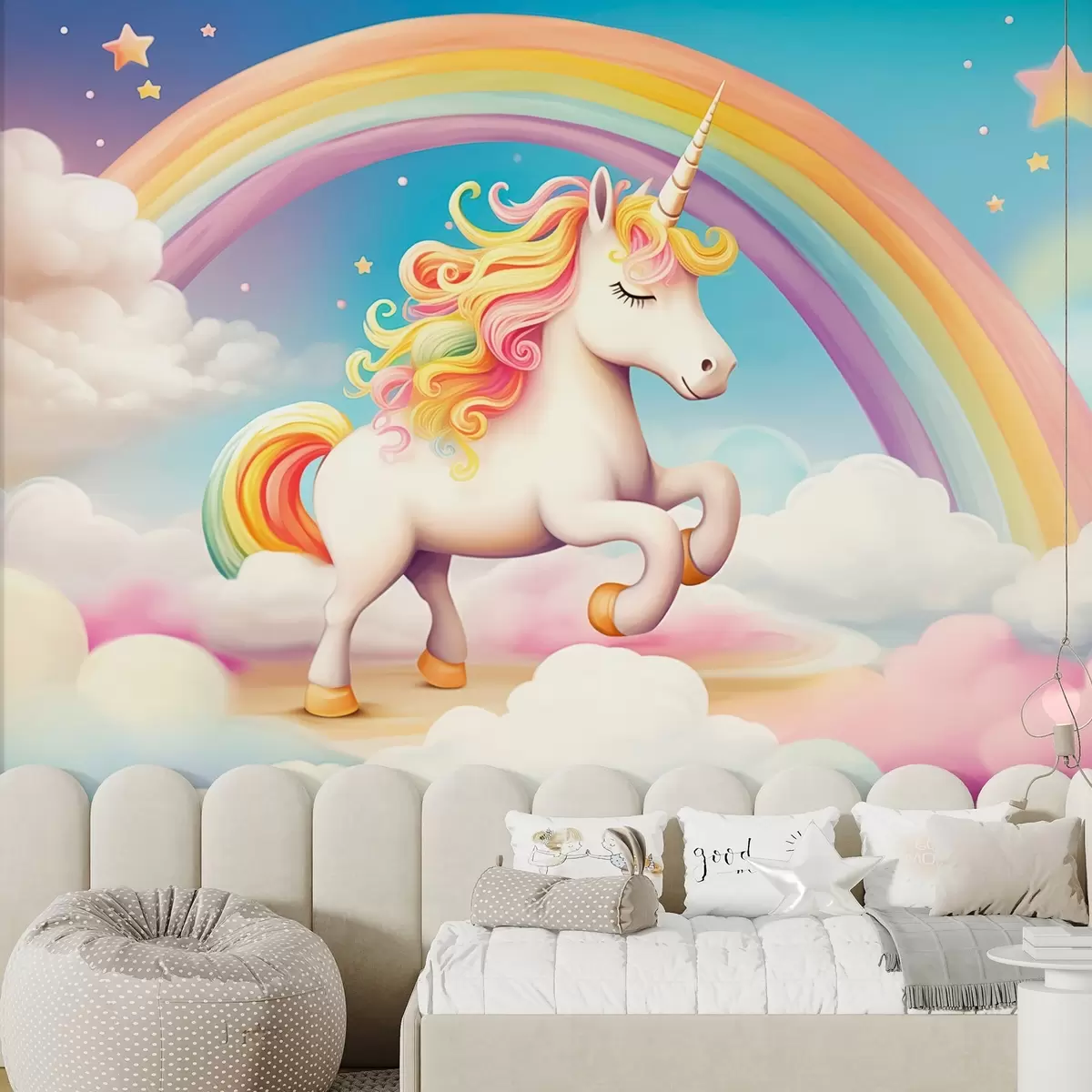 Papier peint Licorne sous un ciel irisé w08820