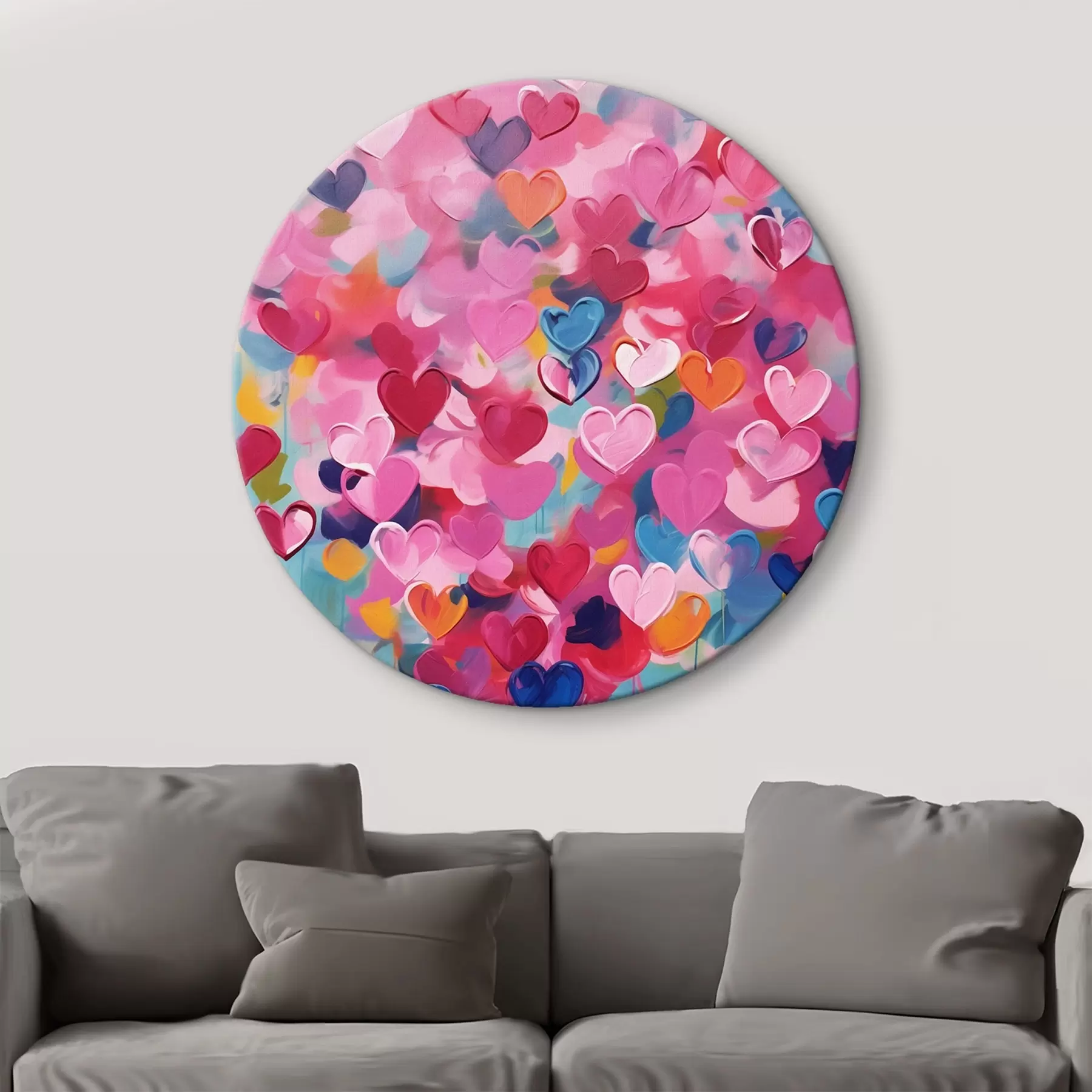 Tableau Coeurs colorés, imitation de peinture r43033