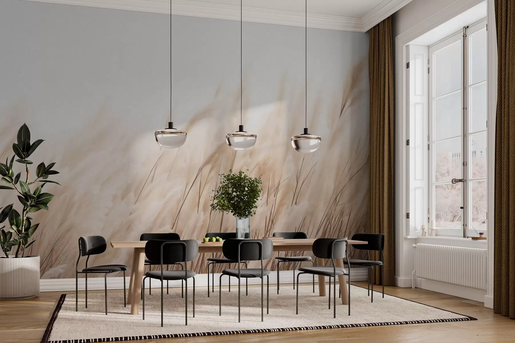 Papier peint Épillets de couleur beige pastel w03244