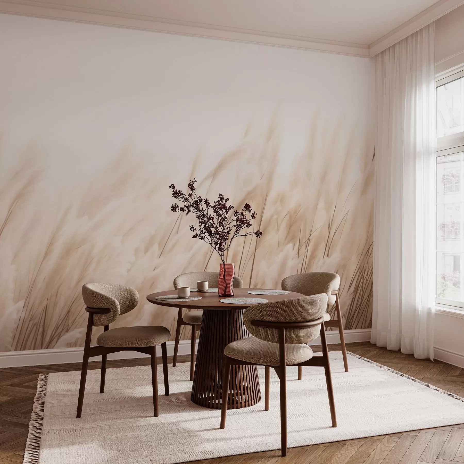 Papier peint Épillets de couleur beige pastel w03244