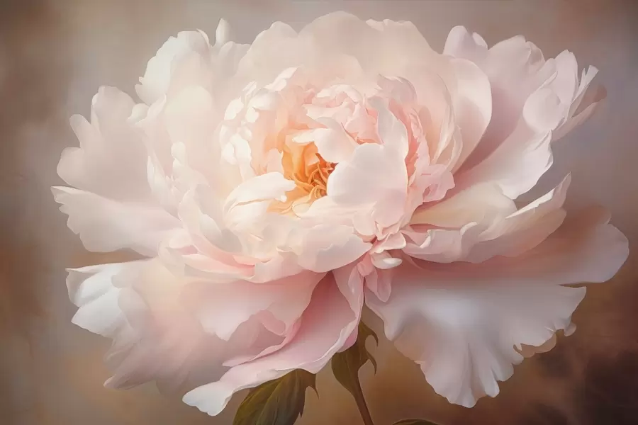 Papier peint Fleur de pivoine épanouie dans une palette de couleurs délicates w03247