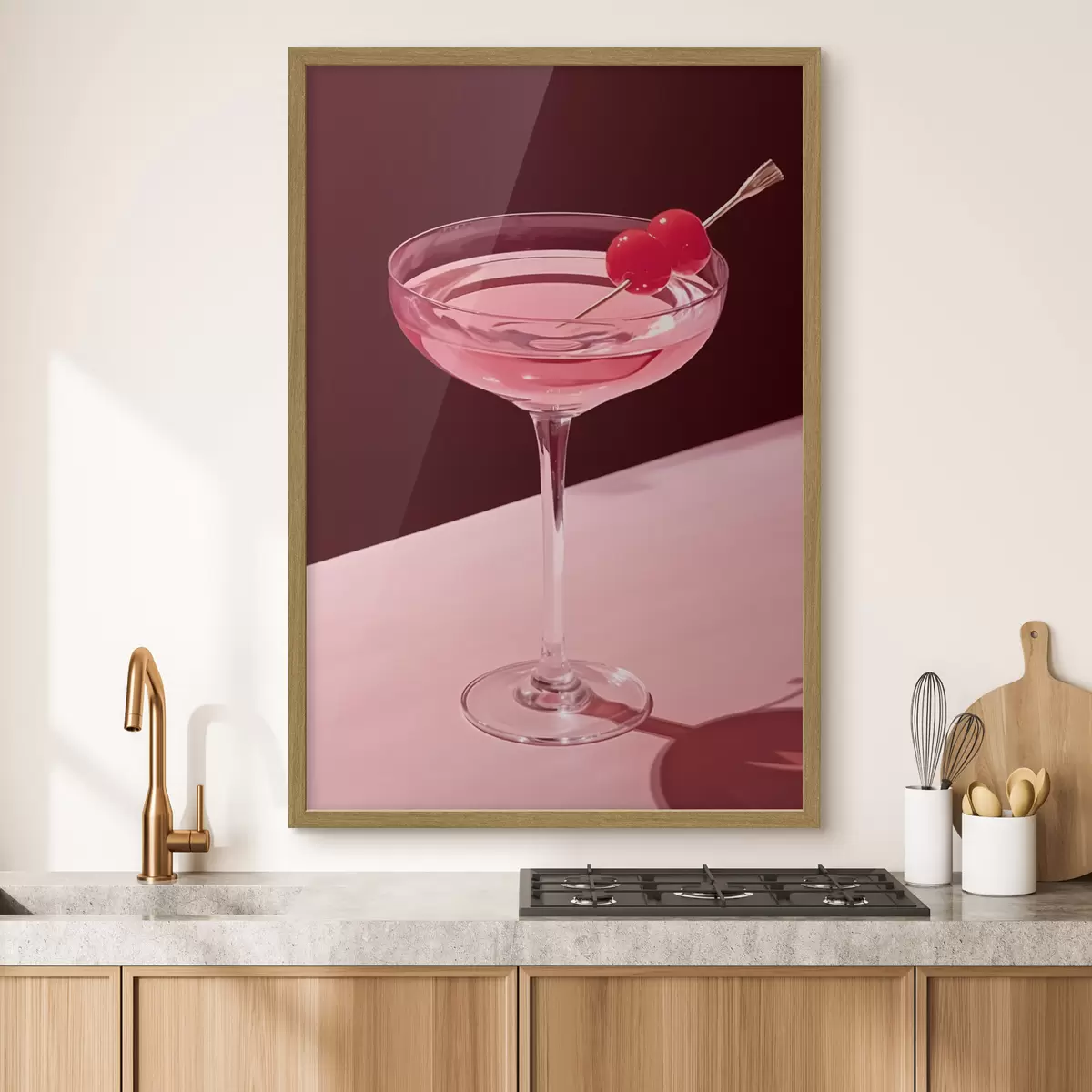 Poster Verre à cocktail avec une cerise f43016