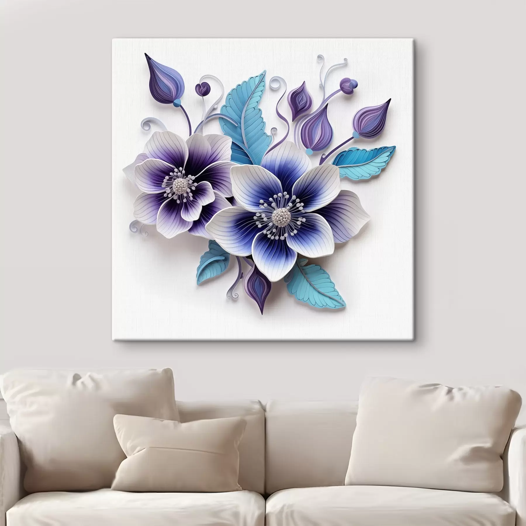 Papier peint Fleurs bleues délicates s43125