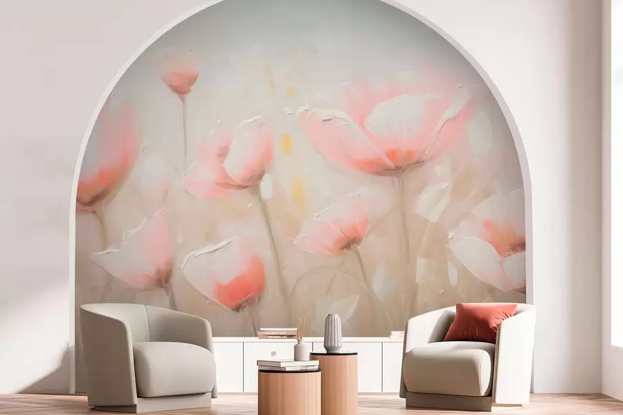 Papier peint Grandes fleurs roses w03306