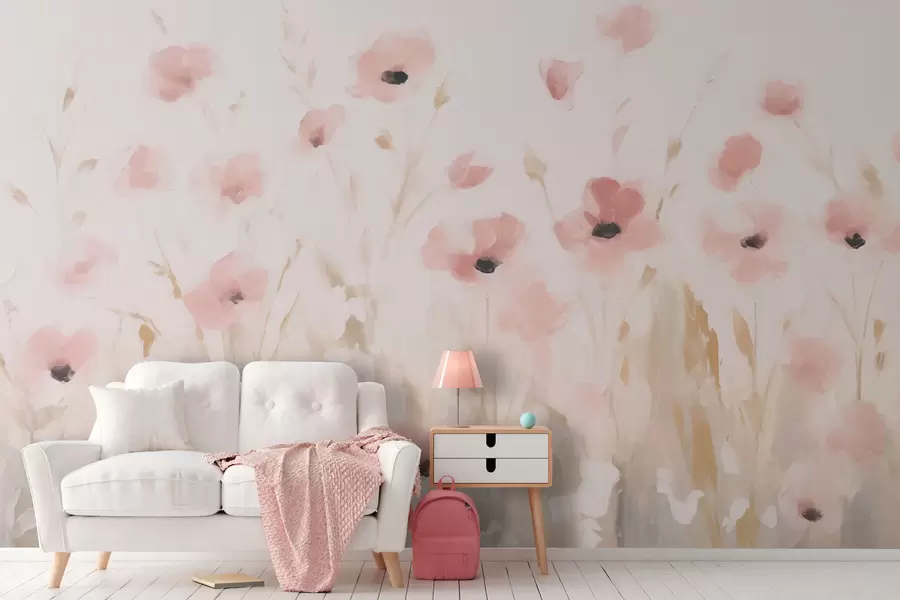 Papier peint Petites fleurs roses w03307