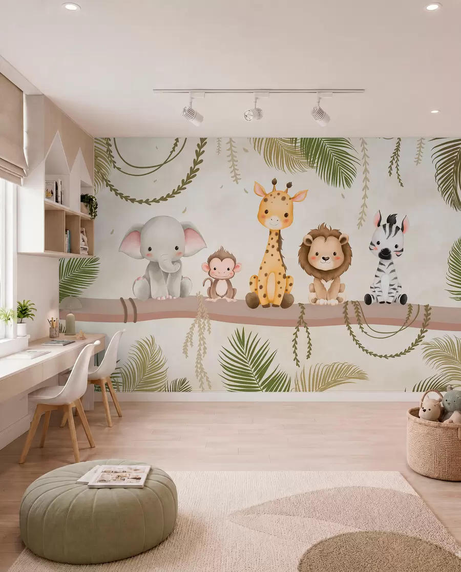 Papier peint Petits amis de la jungle w03166