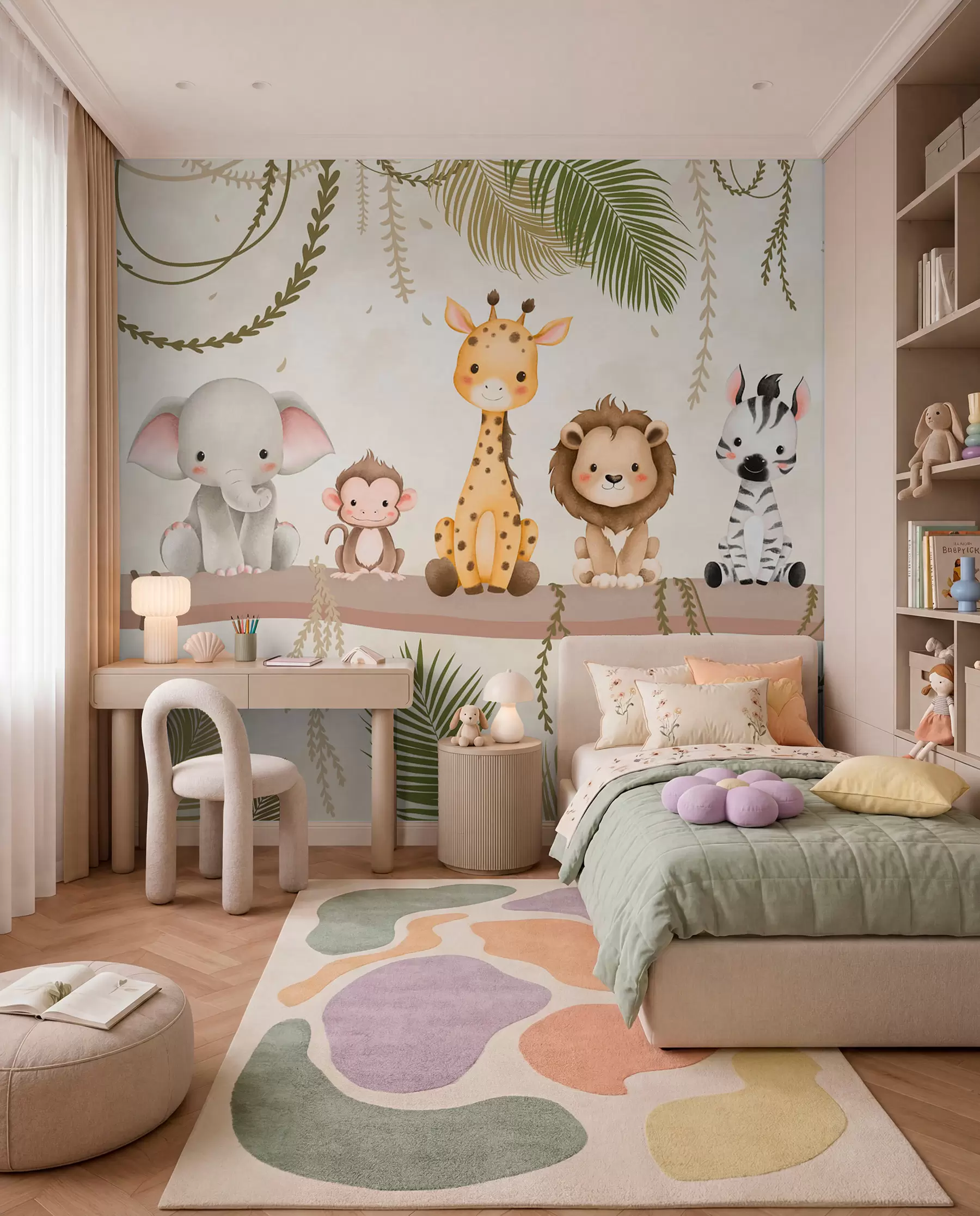 Papier peint Petits amis de la jungle w03166