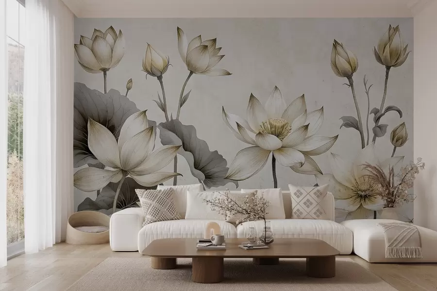 Papier peint Lotus peints w03332