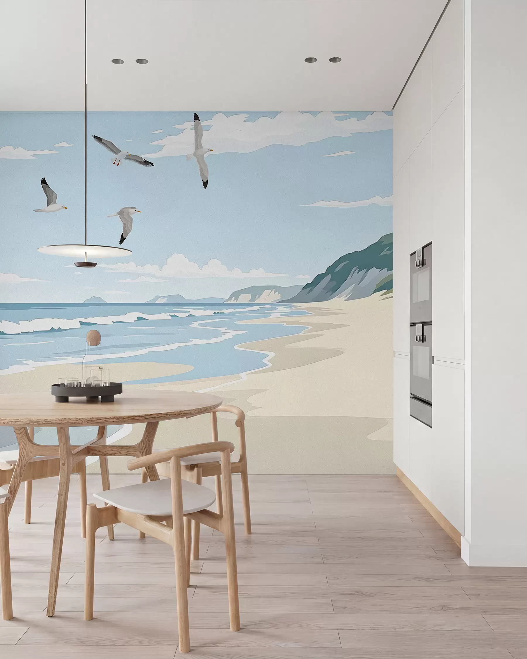 Papier peint Paysage marin peint à la peinture à l'huile w03338