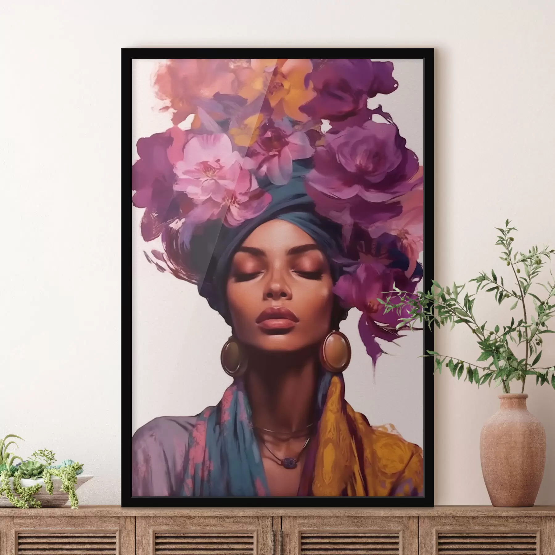 Papier peint Belle femme avec des fleurs f43040