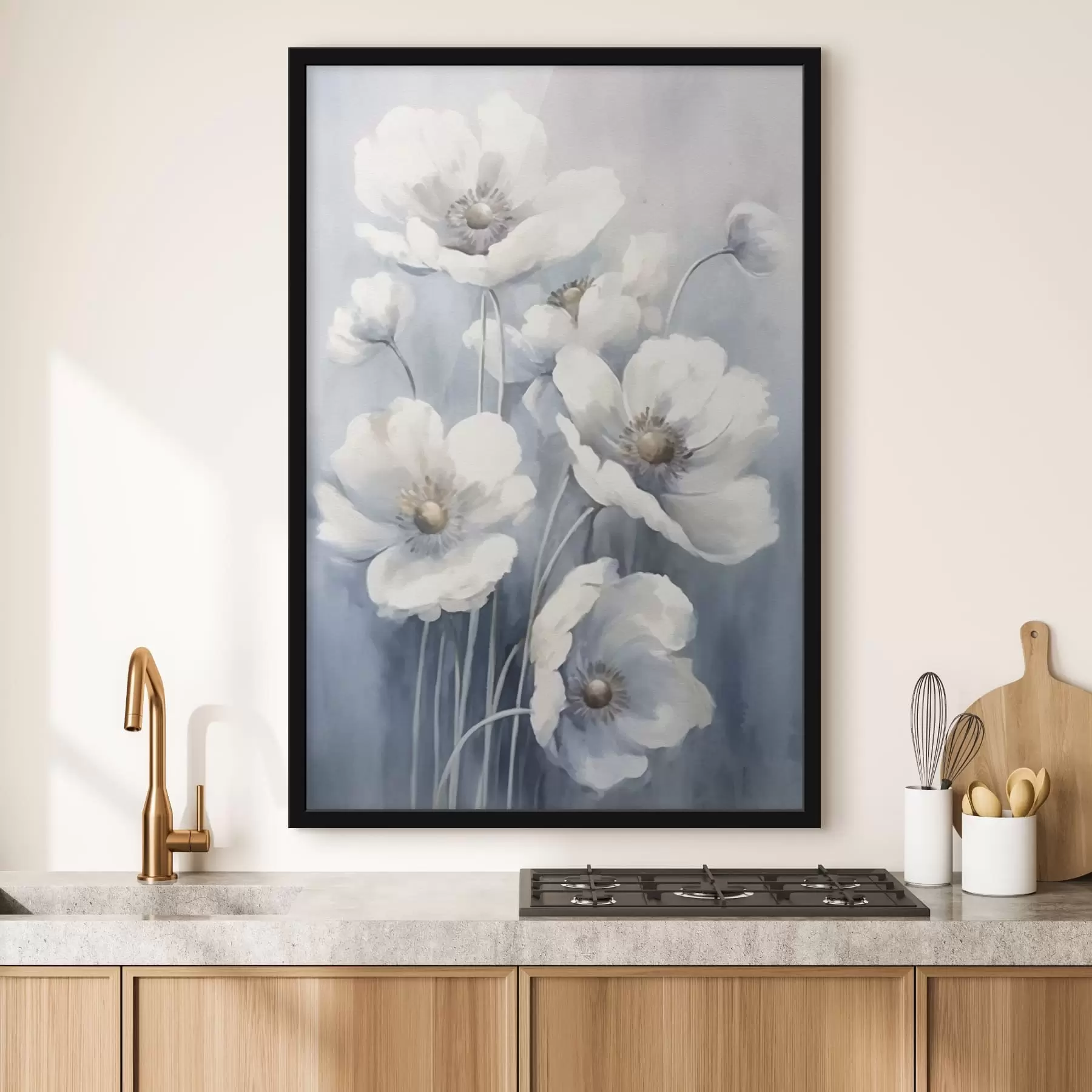 Papier peint Fleurs vintage blanches f43046