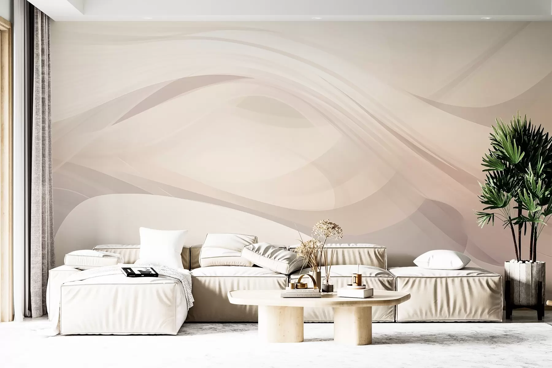 Papier peint Vagues abstraites dans des tons clairs w03236