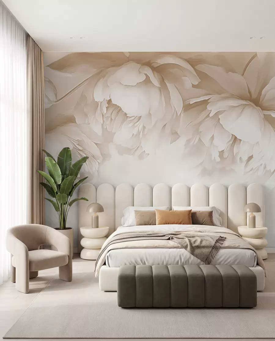 Papier peint Pivoines crème w03239