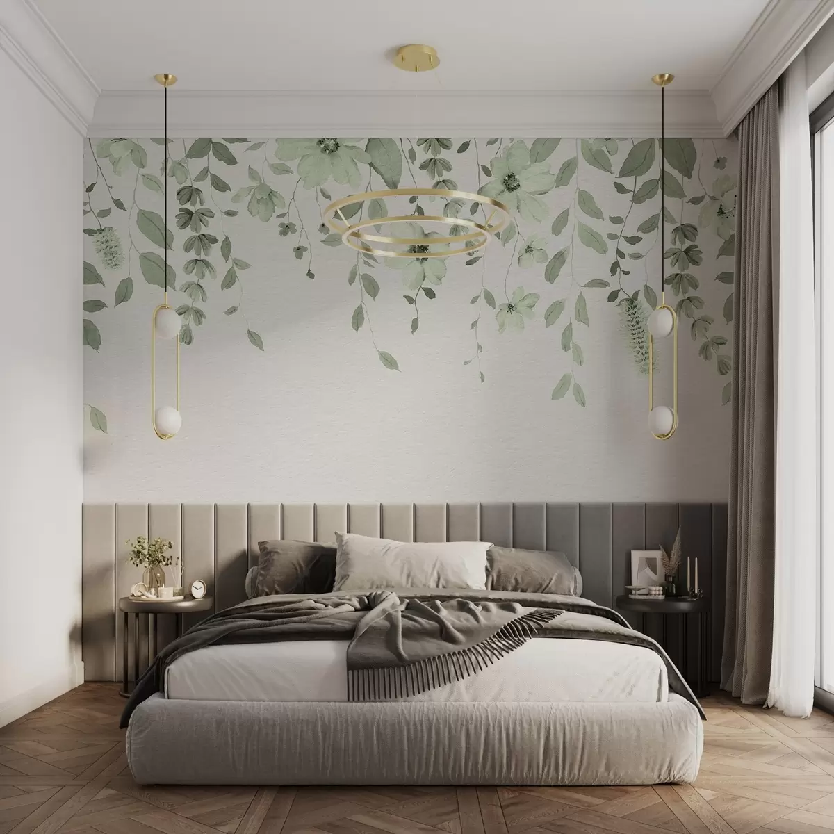 Papier peint Fleurs retombantes vertes w03315v2