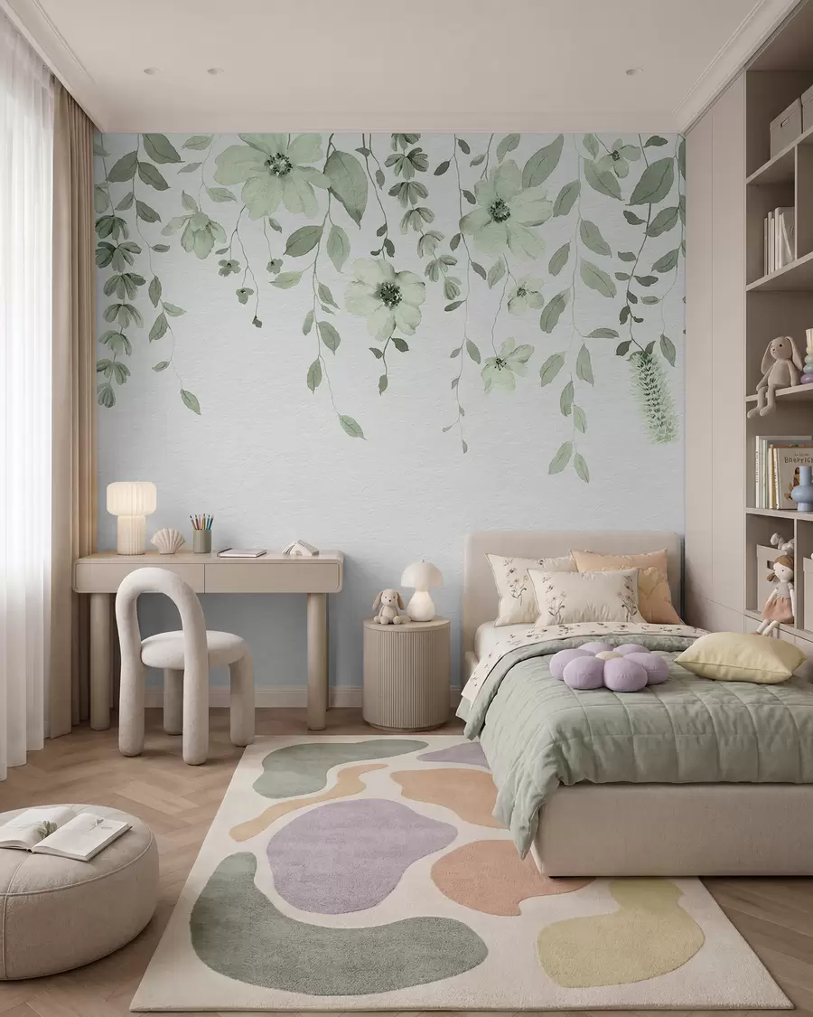 Papier peint Fleurs retombantes vertes w03315v2