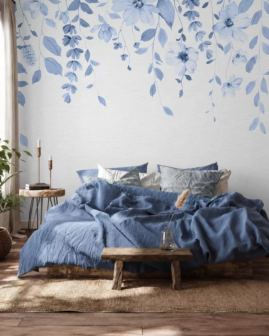 Papier peint Suspension de fleurs et de feuilles en aquarelle w03315v3