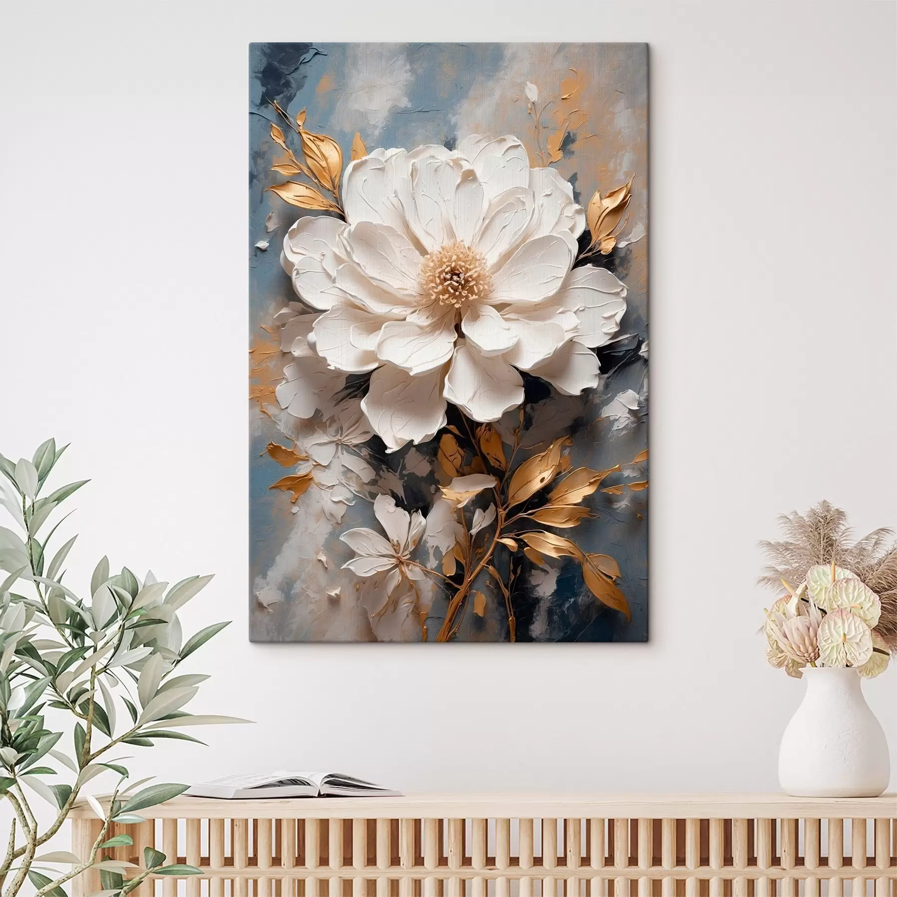 Tableau fleur blanche s43090