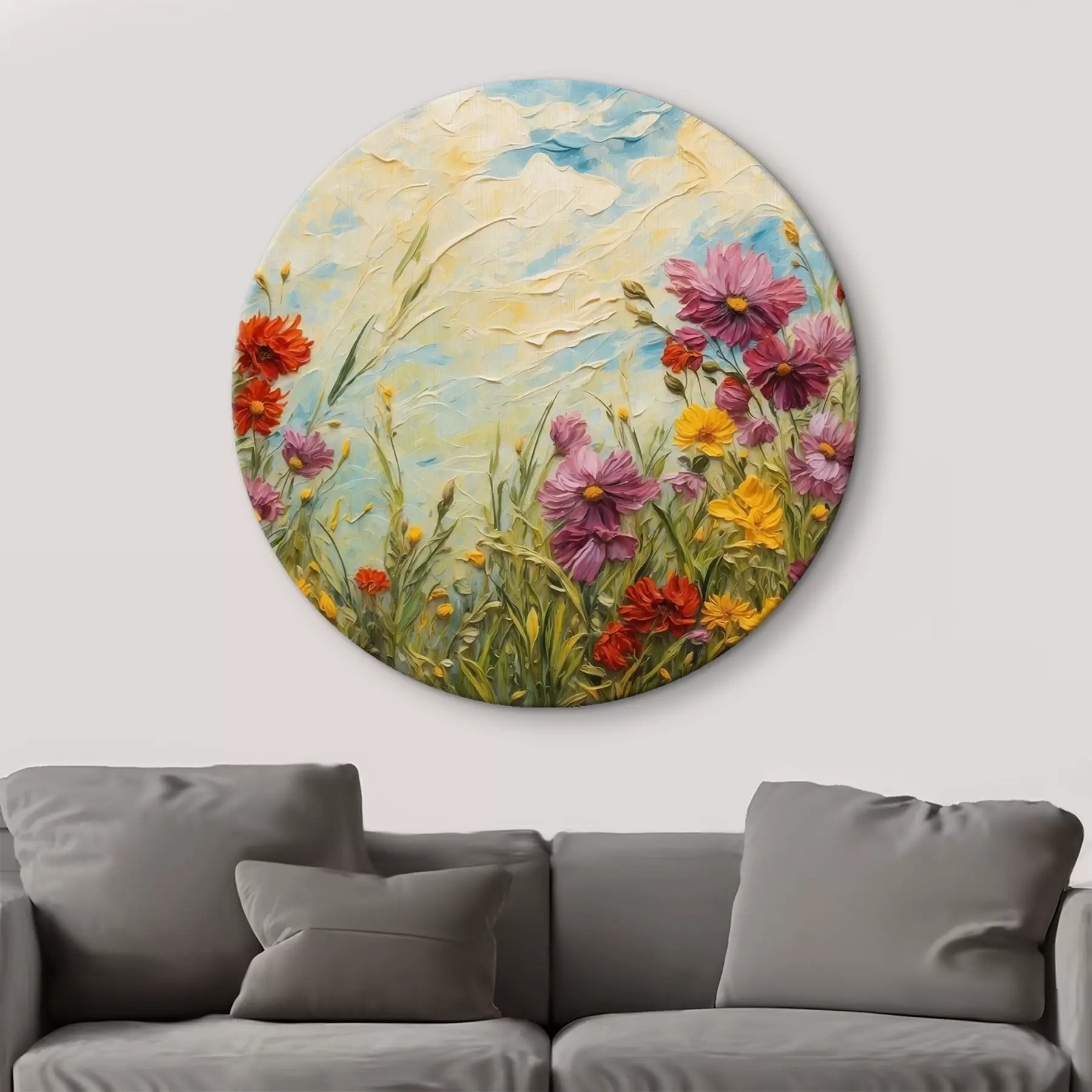 Tableau Champ de fleurs en peinture à l'huile r43102