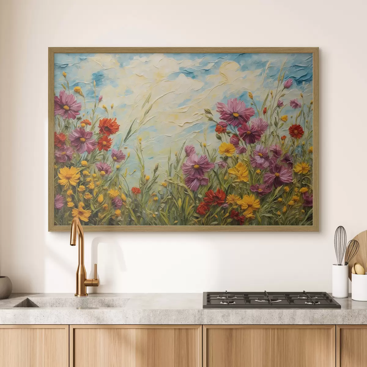 Poster Champ de fleurs en peinture à l'huile f43102