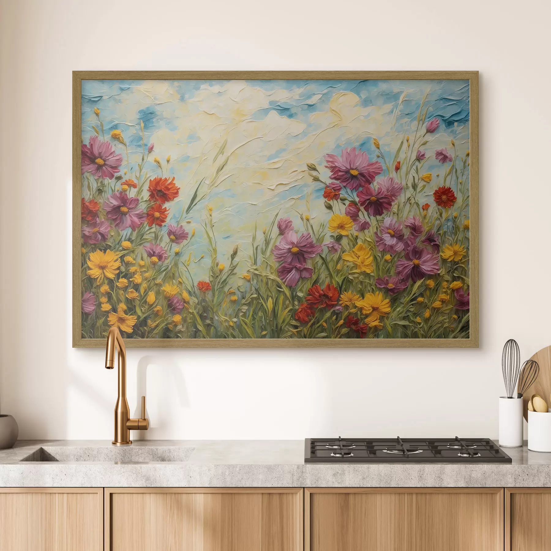 Papier peint Champ de fleurs en peinture à l'huile f43102